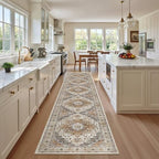 Madane Washable Runner Rugs 2x12 Long for Hallway Kitchen, Turmeric/Grey - Image 3