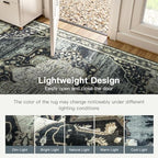 Lofus 8x10 Washable Rugs Non-Slip, Vintage Floral Area Rug for Living Room Bedroom Dining Room Kitchen, Low Pile Distress Print Medallion Carpet Home Decor Rug, Black Beige - Image 6