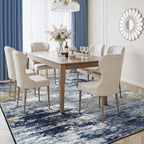 5x7 Area Rug for Living Room, Abstract Washable Non-Slip Rugs, Dark Blue - Image 2