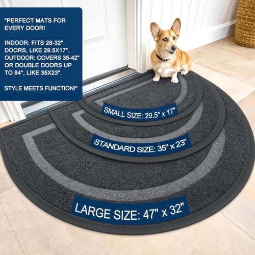 OLANLY Half Circle Front Door Mat Outside 59x23 All-Season Rubber Doormat - Image 2