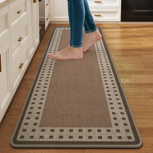 Kitchen Mats for Floor, Non Slip Kitchen Rugs, 17x59 Brown by QiCaiJia