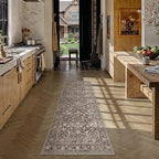 HUGEAR 2x6 Coffee Brown Vintage Floral Washable Runner Rug for Hallway - Image 2