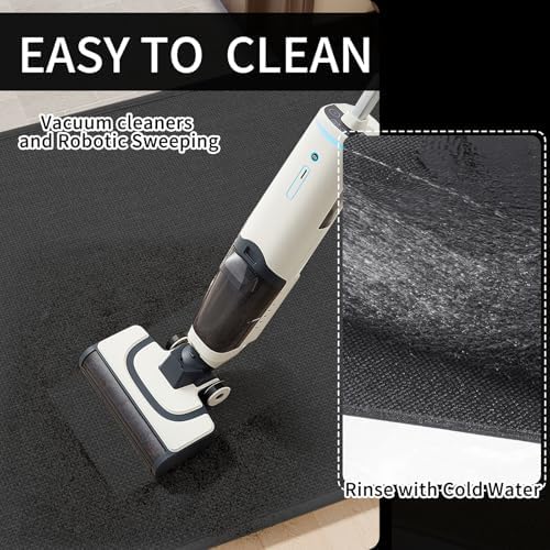 YDKGL Kitchen Mat Kitchen Rugs Sets of 2 PCS Non Slip Black 17"x30"+17"x47" - Image 4