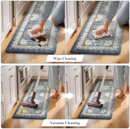 Collive Anti Fatigue Mats for Kitchen Floor, Blue Kitchen Rugs Sets of 2 - Image 5