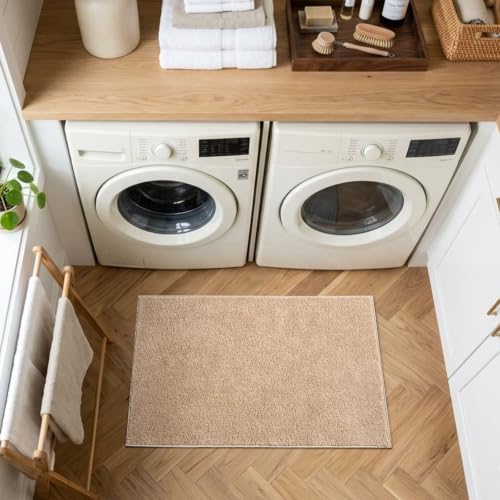 2x3 Beige Solid Area Rug Washable Non-Slip Soft for Entryway Front Door - Image 4
