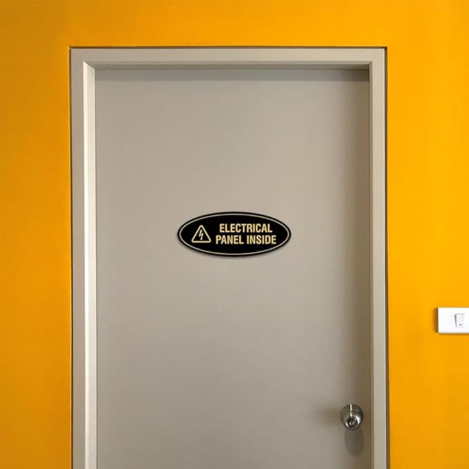 Signs ByLITA Oval Electrical Panel Inside Sign (Dark Brown) - Large