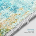 Ompaa Living Room Rug 6x9 Teal Blue Area Rug Machine Washable Boho Rug Non Slip Abstract Vintage Indoor Large Rugs for Bedroom, Classroom, College Dorm, Farmhouse, Dining Room, Kids Playroom - Image 7