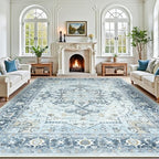 Lofus 9x12 Light Blue Rugs for Bedroom Living Room, Vintage Boho Carpet by Lofus