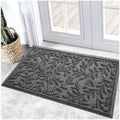 Bulijojo Sturdy Front Entrance Doormats,Durable Heavy Duty Welcome Mat,Thick Absorbent Natural Rubber Non Slip Mat,Easy Clean Entryway Mat 17x30 Inch Leaves Grey by ShowYourStyle