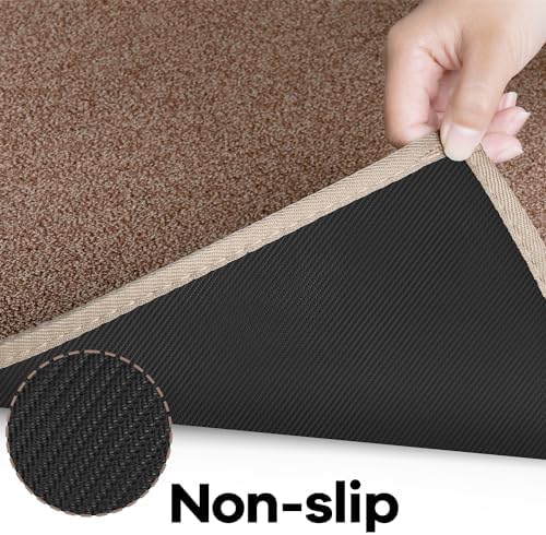 SUMLANS Kitchen Mat Set of 2 PCS, Cushioned Non Slip Rugs for Kitchen Floor, Absorbent Runner Comfort Standing Mats Washable for Kitchen, Office, Home (Brown-Velvet, 17.3"x47"+17.3"x30") - Image 6