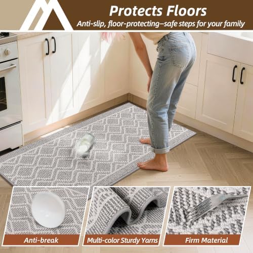 COSY HOMEER Kitchen Rugs Sets of 2 Non-Slip Washable,20”x30“+20”X48“ - Image 5