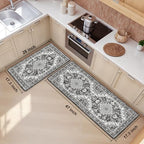 Boho Kitchen Mats for Floor 2PC Anti Fatigue Kitchen Rugs, Dark Grey - Image 2
