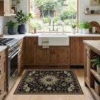 Vacuum-Friendly, 2x3 Washable Area Rug, Black Green Blue - Image 2