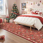 Madane Christmas Hallway Runner Rug 2x8, Washable Red Kitchen Rugs Non-Slip - Image 3