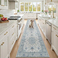 RELEANY Washable Area Rug, Runner 2'6"x14', Blue/White/Gray by RELEANY