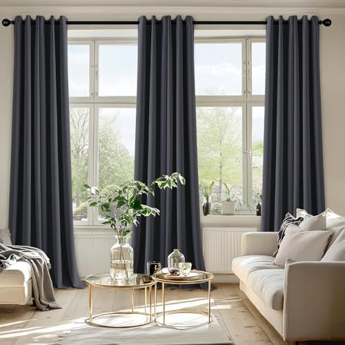 MIULEE Blackout Curtains for Bedroom 2 Panels 40 x 96 Inch Long Dark Grey - Image 6