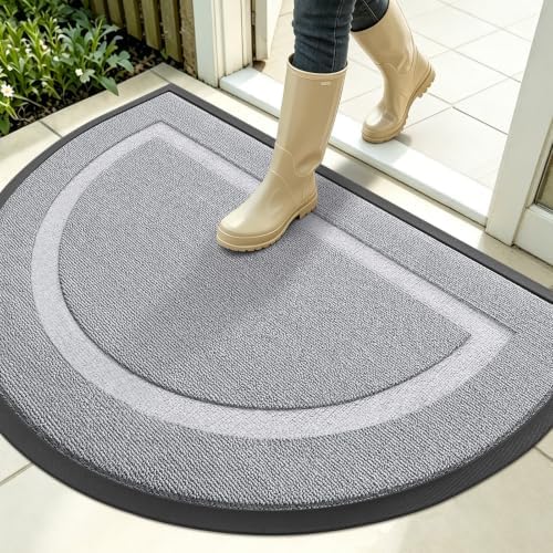 OLANLY Half Circle Front Door Mat Outside 35x23 All-Season Rubber Doormat by OLANLY