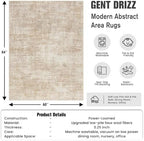 5x7 Area Rugs for Living Room: Washable Abstract Beige Bedroom Carpet - Image 2