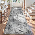 3x12 Grey Rug Runners for Hallways Kitchen Runner Rug Non Slip Washable Black Long Runner Rugs with Rubber Backing Soft Abstract Carpet Runner for Bedroom, Kitchen, Bathroom, Entryway by OmpaaHomeDecor