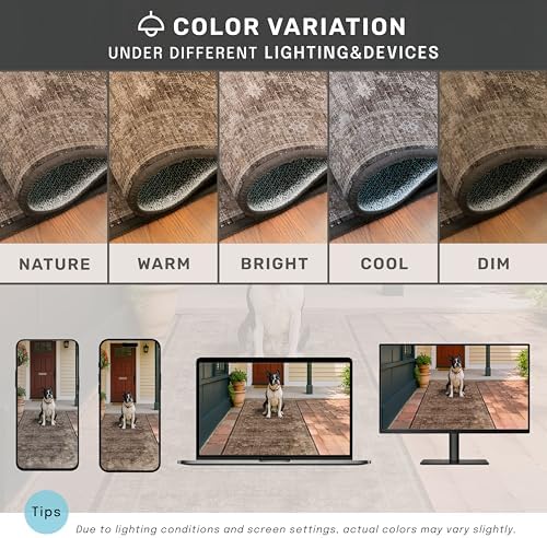 Hazo Haus Brown Rug for Living Room 10x12 - Large Vintage Western Eclectic Unique Neutral Taupe, Washable Low Pile Non-Slip Area Rug for Dining Under Table, Bedroom Under Bed, Home Office - Image 6
