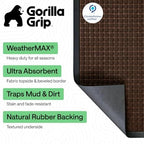 GORILLA GRIP WeatherMAX Door Mat, Indoor Outdoor, 60x24, Chocolate Squares - Image 2