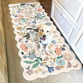 Hallway 2x5 Washable Runner Rug: Stain Resistant Floral Scalloped Rug for Kitchen Entryway Farmhouse Soft Carpet for Bathroom Bedroom Thin Laudry Living Room Floor Mat with Non Slip Backing(2x5,Cream) by HYHAOYUNLAI
