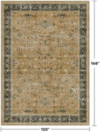Vintage 10x14 Living Room Rug, Oriental Large Area Rug for Dining Room Under Table, Washable Rustic Brown and Charcoal Olive Low Pile Bedroom Carpet, Non-Slip Stain Resistant - Image 2