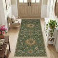 Vacuum-Friendly, 2x6 Washable Area Rug, Green Brown by meejou