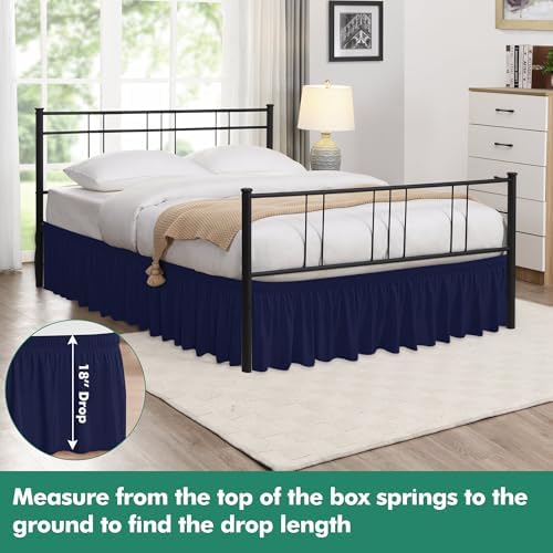 Wrap Around King Size Bed Skirt Split Corner 18" Drop-Elastic Dust Ruffle - Image 2