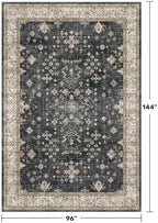 Black Boho Rug for Living Room 8x12 - Washable Dining Room Rugs for Under Table, Vintage Soft Low Pile Carpet for Bedroom, Non-Slip Farmhouse Bohemian Large Thin Carpet for High Traffic Area - Image 2