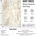 8x10 Area Rugs for Living Room: Washable Abstract Beige Grey Bedroom Carpet - Image 2