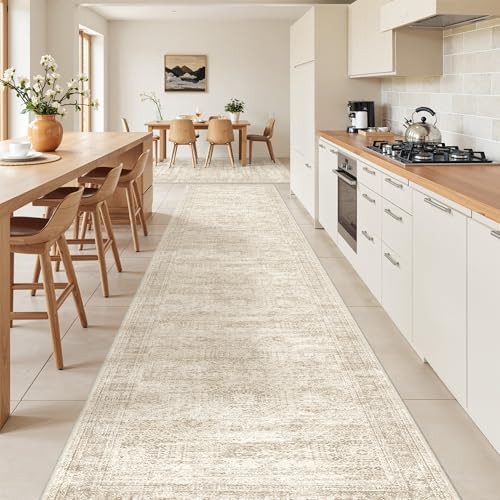 2'6 x 14' Runner Rug Non Slip,Washable Kitchen Rugs,Beige - Image 4