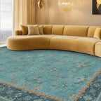 Teal 7x10 Large Rug for Living Room, Washable Soft Area Rugs for Bedroom Under Bed, Dining Room, Floral Pattern Vintage Turquoise Décor Indoor, Non Slip Low Pile & Soft Carpet - Image 3