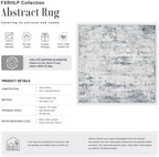Area Rug Living Room: 8x8 Modern Washable Soft Carpet Blue Grey - Image 2