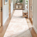 2x10 Runner Rug, Long Hallway Rugs for Dining Room, Living Room, Bedroom, Machine Washable Kitchen Carpet Runner with Rubber Backing, Soft Low Pile Indoor Rug(2'x10', Pink/White) by Restydon
