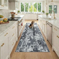 RELEANY Washable Runner 3'x8' Abstract Area Rug for Hallway Black White by RELEANY