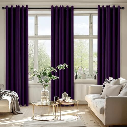 MIULEE Blackout Curtains for Bedroom 2 Panel 40 x 72 Inch Long Royal Purple - Image 6