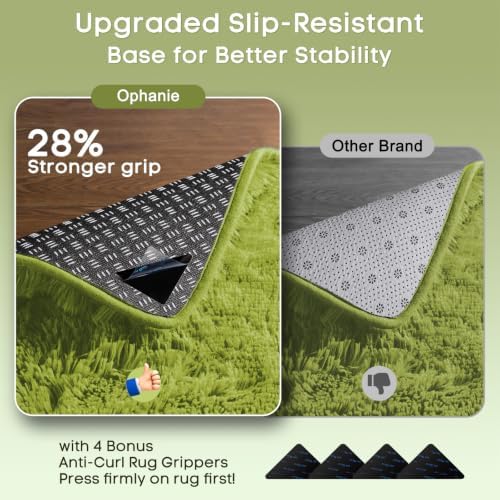 Ophanie Small Rug Washable Non Slip Throw Bedside Area Rugs, Fluffy Soft Green Mini Bedroom Carpet, Affordable Door Entryway Indoor Inside Front Entrance Dog 2x3 Mat, Home Decor Aesthetic, Nursery - Image 4