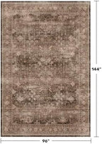 Hazo Haus Gold Brown 8x12 Big Rugs for Living Room - Non Slip Washable Vintage Area Rug for Dining Room Under Table, Geometric Floral & Low Pile Boho Bedroom Decor - Image 2