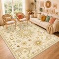 Vacuum-Friendly, 6x9 Washable Area Rug, Beige Camel Brown by meejou