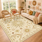 Vacuum-Friendly, 6x9 Washable Area Rug, Beige Camel Brown by meejou