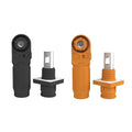 150A Battery Energy Storage Connector, 35mm² High Current Connectors IP67 Waterproof Copper Plate Wiring Power Adapter Quick Plug Terminal Right Angle Plug and Socket (1500V Black+Orange)