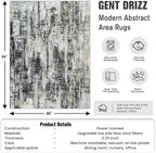 5x7 Area Rugs for Living Room: Washable Abstract Black Grey Gold Carpet - Image 2