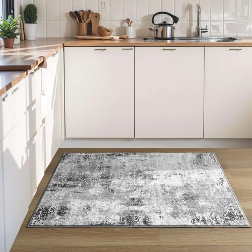 Entrance Rugs Indoor 2x3 Grey Entry Rug Washable Abstract Small Area Rug Non-Slip Low Pile Throw Rugs for Entryway, Kitchen Floor, Front Door Indoor Door Mat, Bathroom, Bedroom Bedside - Image 6