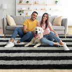 5x7 Black and Grey Fluffy Soft Area Rug Non-Slip for Living Room Bedroom - Image 2
