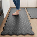 Arenarug Upgrade Scalloped Kitchen Mats for Floor 2PCS, Black Kitchen Rugs by ArenaRug