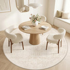 Round Area Rug Living Room: 8ft Neutral Washable Carpet Rug Beige - Image 2