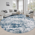 Round Area Rug Living Room: 6 ft Modern Washable Carpet Blue by FXRHLP