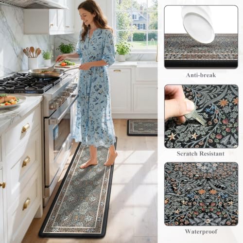 Collive Anti Fatigue Mats for Kitchen Floor, Black Gray/Mulit Kitchen Rugs - Image 6