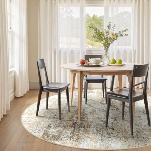 RELEANY Washable Round 6ft Area Rug for Living Room Neutral Brown - Image 2
